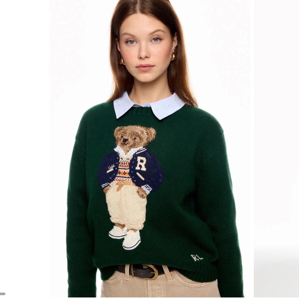 Polo Ralph Lauren Forest Green Sweater with Bear Motif